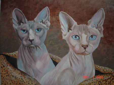 Sphynx cats painting